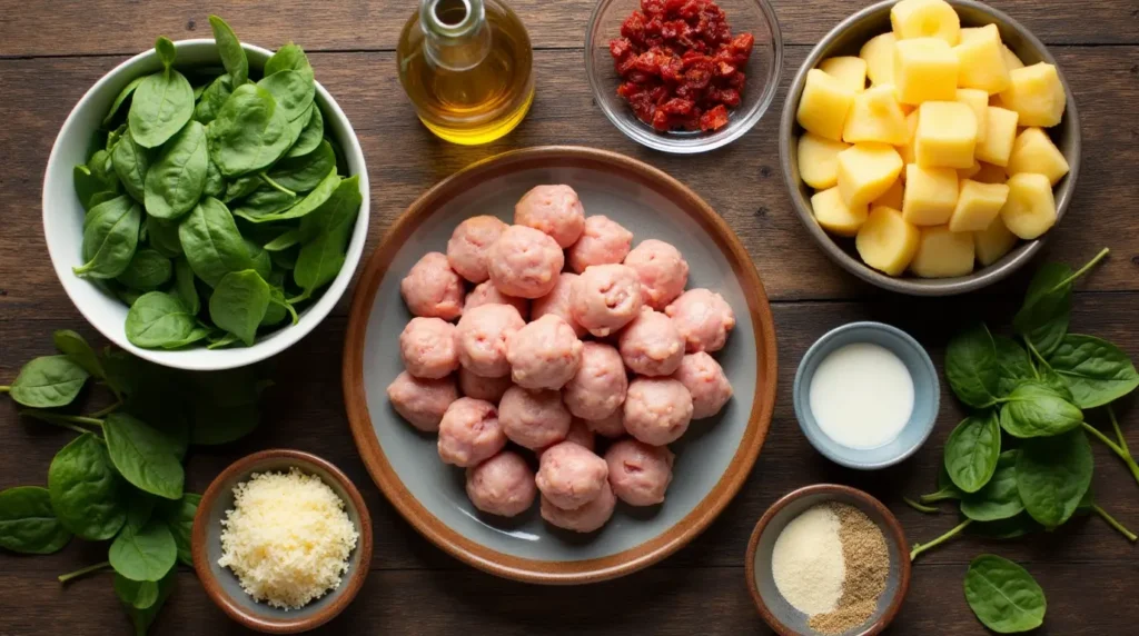 Slow Cooker Tuscan Chicken Meatballs With Gnocchi.