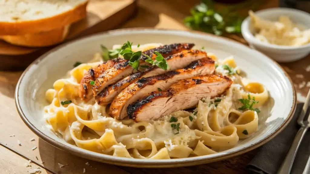 Blackened Chicken Alfredo.